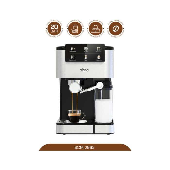 Sinbo Scm 2995 -Kapsül Kahve Aparatlı Inox Espresso Makinesi - Görsel 4