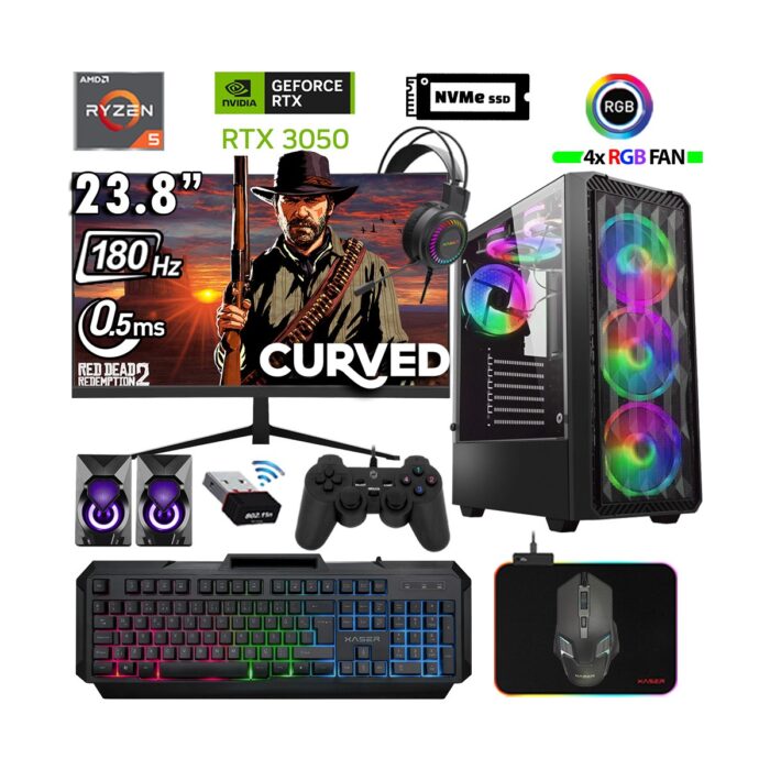 Xaser Armor X100 Ryzen 5 5500 16GB Ram 512GB M.2 Nvme SSD RTX3050 24" 180Hz Masaüstü Oyuncu Bilgisayarı - Görsel 1