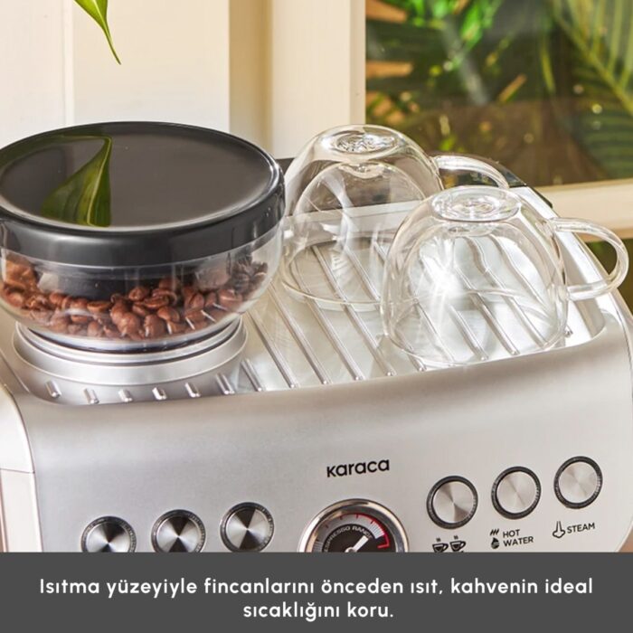 Karaca Coffee Art Barista Kahve Öğütücülü, Süt Köpürtücülü, 15 Bar Basınçlı Espresso, Latte, Cappuccino, Americano Makinesi 2 Lt - Görsel 5