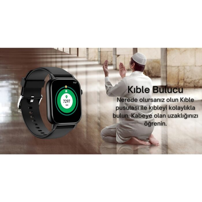 MISAWA Islami Akıllı Saat Ezan Okuma Zikir Matik Esma-Ül Hüsna Tesbih Kıble Bulucu Sesli Görüşme - Görsel 4