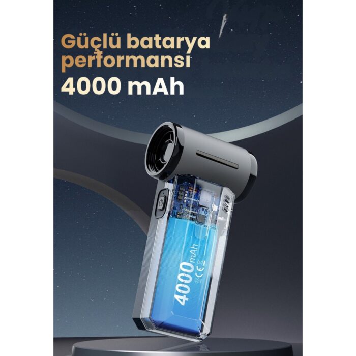 MactivePro Violent Turbo Jet Fan | Taşınabilir Şarjlı Hava Üfleyici | (130000RPM) - Güçlü Vakum ve Üfleme - Ultra Hızlı Motor MactivePro F72 Violent Turbo Jet Fan Mini Vantilatör - Görsel 3