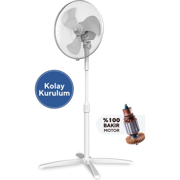 Kumtel KTF-290 Beyaz Vantilatör 16'' (3p) - Görsel 1