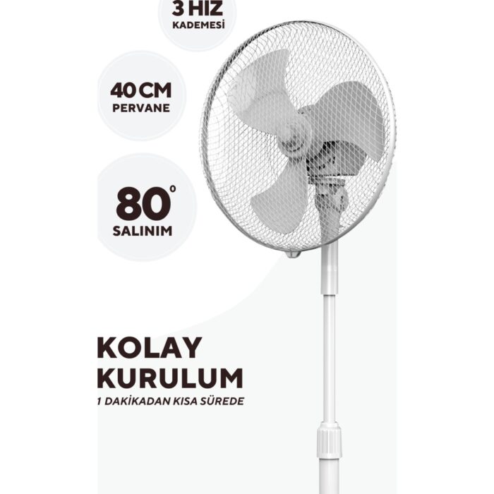 Kumtel KTF-290 Beyaz Vantilatör 16'' (3p) - Görsel 3