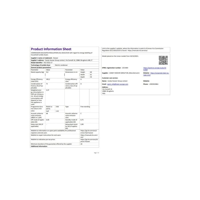 Hoover HLE C9LG-17 9 kg  NFC Bağlantılı Kurutma Makinesi - Görsel 4