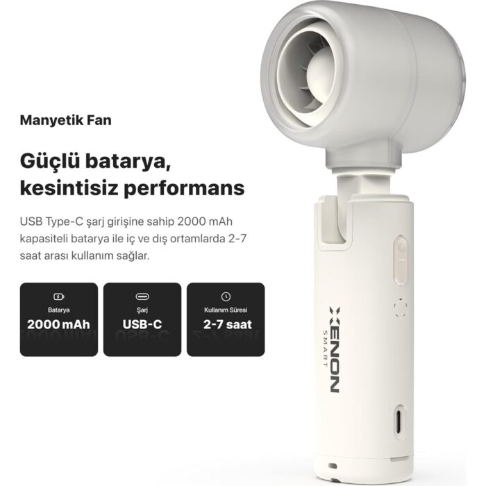Xenon Smart Taşınabilir Şarjlı 5 Kademeli El Fanı 7 Saat Kullanım 14000 Rpm Sessiz Mini Vantilatör X6101 - Görsel 4