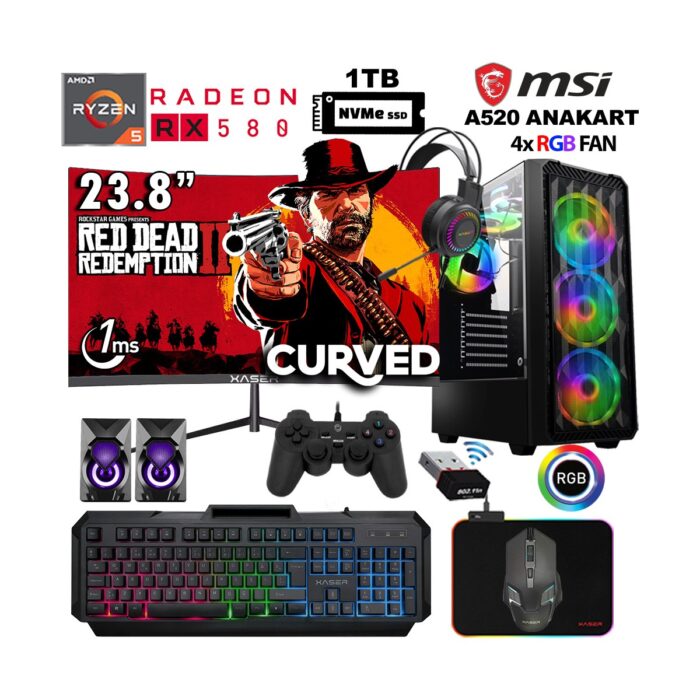110001132621820.jpg Xaser Armor X60 Ryzen 5 5500 32GB Ram 1tb M.2 Nvme SSD 8gb RX580 24" Curved Masaüstü Oyuncu Bilgisayarı - Görsel 1