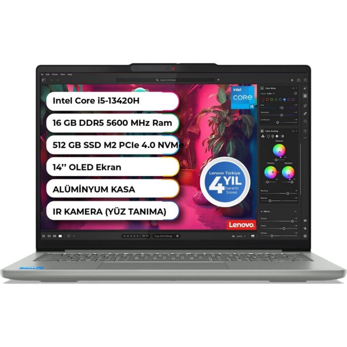 Lenovo Ideapad Slim 5 14IRH10 Intel I5 13420H Ddr5 16 GB 512 GB SSD Freedos 14 Inç OLED 83HR0070TR - Görsel 1