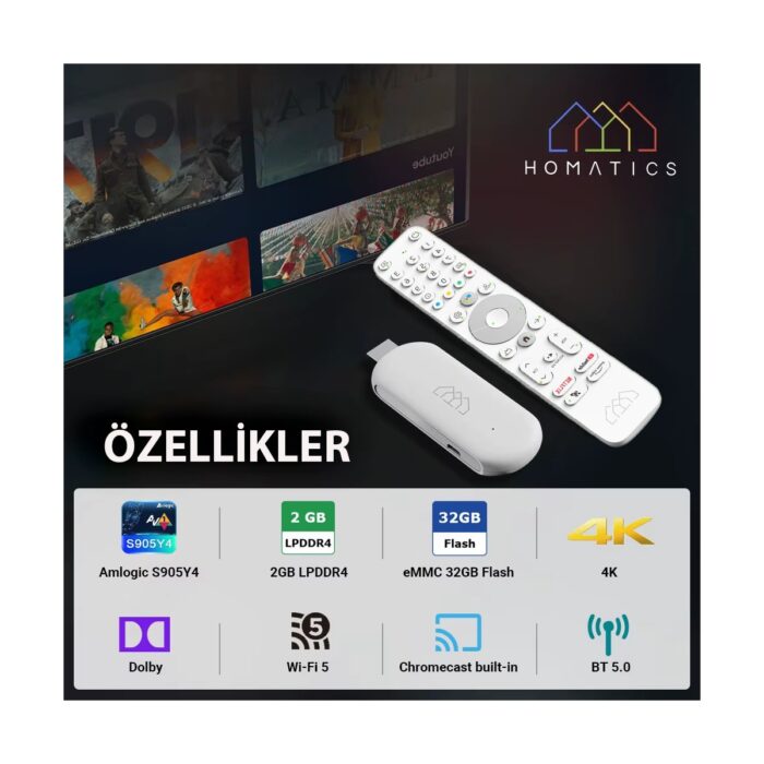 Homatics 4K Tv Stick Premium (Numerik Kumanda + Y Otg Kablo) - Görsel 2