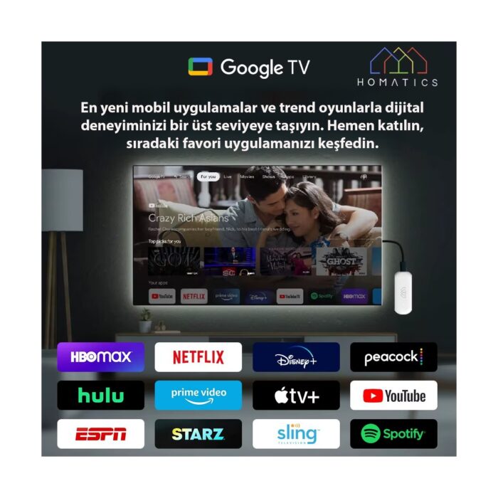 Homatics 4K Tv Stick Premium (Numerik Kumanda + Y Otg Kablo) - Görsel 3
