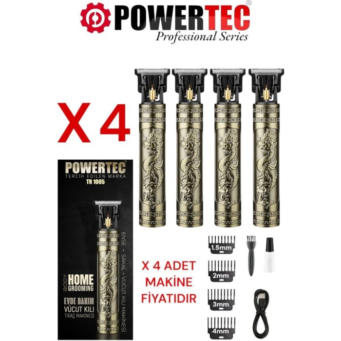110001142890211.jpg Powertec TR-1005 (4 Adet) Şarjlı Sakal Ense Vücut Lazer Epilasyon Öncesi Tıraş Makinesi - Görsel 1
