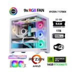 Xaser SOVAX60 Ryzen 7 5700X 32GB Ram 1tb M.2 Nvme SSD 16GB RTX5060TI Sıvı Soğutmalı Hazır Sistem Oyuncu Bilgisayarı