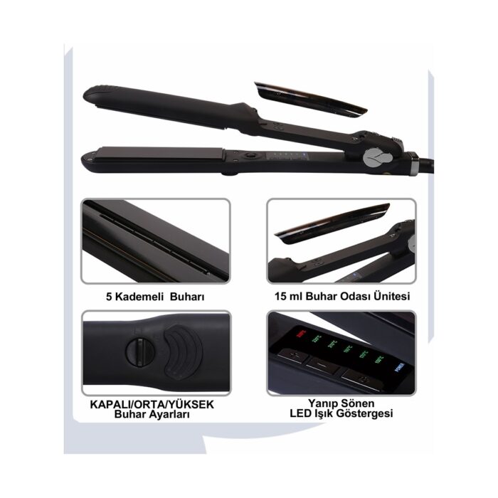 Lydsto Beauty Steam Style Hair Buharlı Saç Düzleştirici ve Şekillendirici (Black) - Görsel 5