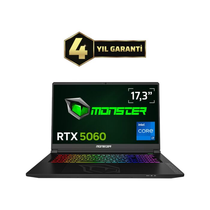 Monster Tulpar T7 V26.2.2 Intel Core I7 13620H 32 GB Ram 1 Tb SSD 8 GB Rtx 5060 Freedos 17,3" Fhd 144 Hz Oyun Bilgisayarı - Görsel 1