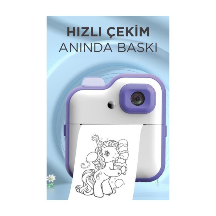 Torima TRM-CMR15 Mor Dijital Video Kayıt Fotoğraf Çocuk Kamerası Anlık Termal Resim Kağıt Baskılı Yazıcı - Görsel 2