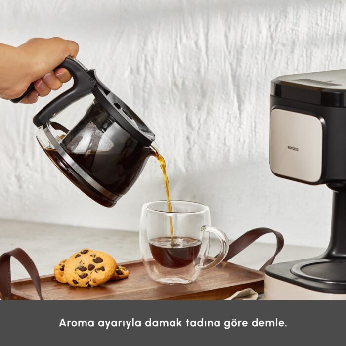 Karaca Just Coffee Aroma 2 In 1 Filtre Kahve ve Çay Demleme Makinesi Bej - Görsel 4