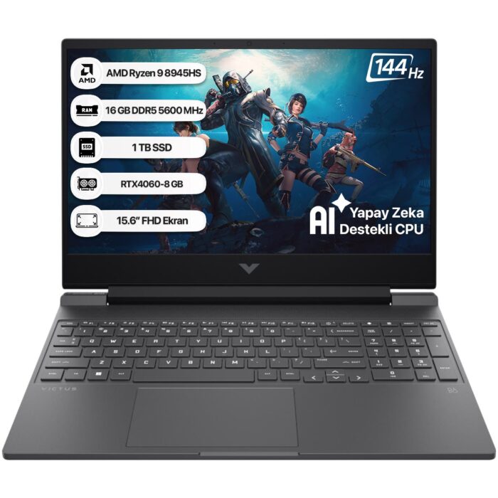 HP Victus 15-FB3006NT AMD Ryzen 9 8945HS 16GB 1TB SSD RTX4060 Freedos 15.6" Taşınabilir Bilgisayar B82WCEA - Görsel 1