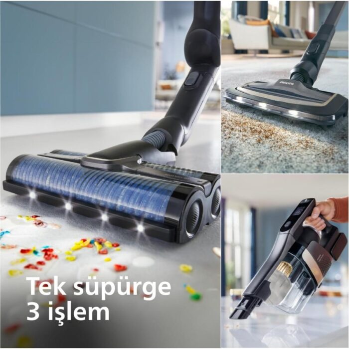 Philips  Aqua Trio YENİ 9000 SERİSİ 3'ü 1 Arada (Islak, Kuru ve Moplu) Sarjlı ve Kablosuz Dik Süpürge - Görsel 5