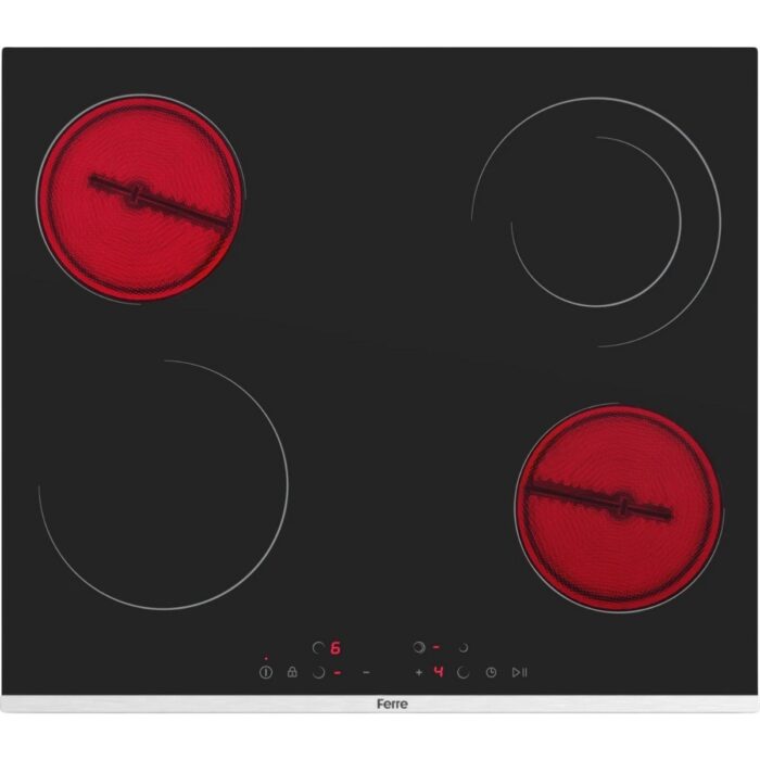 110001155592733.jpg Ferre MS263 Siyah Vitroseramik Elektrikli Ocak 60 Cm, Çift Halkalı (Dual) Pişirme Gözlü - Görsel 1
