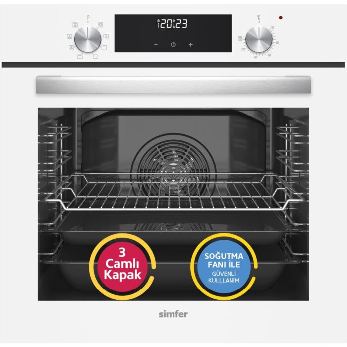 Simfer 8209 Ankastr Qs 9 Fonk Beyaz Cam Power Turbo Dij Saat - Görsel 1