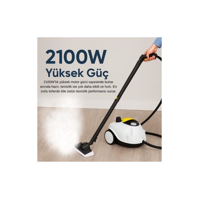 Mieco Stella Deluxe  5 Bar/ 2100W / Çok Fonksiyonlu 25 Parça Buharlı Temizleme Makinası - Beyaz - Görsel 4