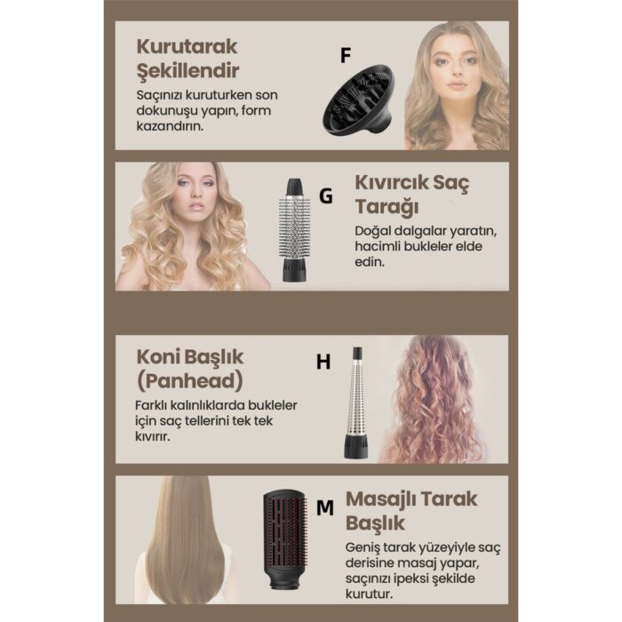 VeryFit 11 In 1 Multi Styler Hava Üflemeli Saç Şekillendirme Kurutma Çok Fonksiyonlu Ultra Set - Görsel 5