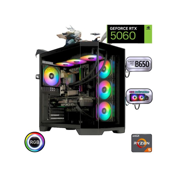 110001158774613.jpg Güneysu Ryzen 5 7500F 32GB Ddr5 1tb SSD Rtx 5060 B650 Anakart 240MM Sıvı Soğutma Oyuncu Bilgisayarı - Görsel 1