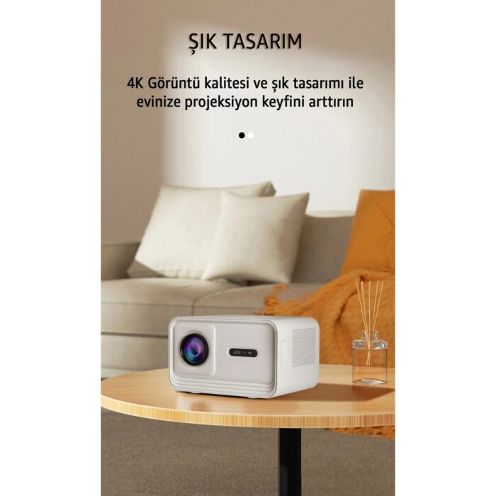 Robeve Lensun New 13 Projeksiyon Cihazı 4K Görüntü - Wifi Bluetooth Destekli - Android Kurulu Android Tv - Dahili Hoparlör - Kumandadan Odak - Dahili Hafıza - Görsel 4