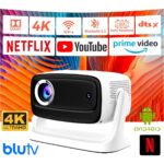 Robeve Lensun 4K Full Hd New 15 LED Projeksiyon Cihazı – 200 Inç, Wi-Fi, Bluetooth 5.2, Hdmı/usb/playstore, Android Tv, Otomatik Görüntü Düzeltme, Dahili Hoparlör