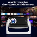 Robeve Lensun 4K Full Hd New 15 LED Projeksiyon Cihazı – 200 Inç, Wi-Fi, Bluetooth 5.2, Hdmı/usb/playstore, Android Tv, Otomatik Görüntü Düzeltme, Dahili Hoparlör - Görsel 2