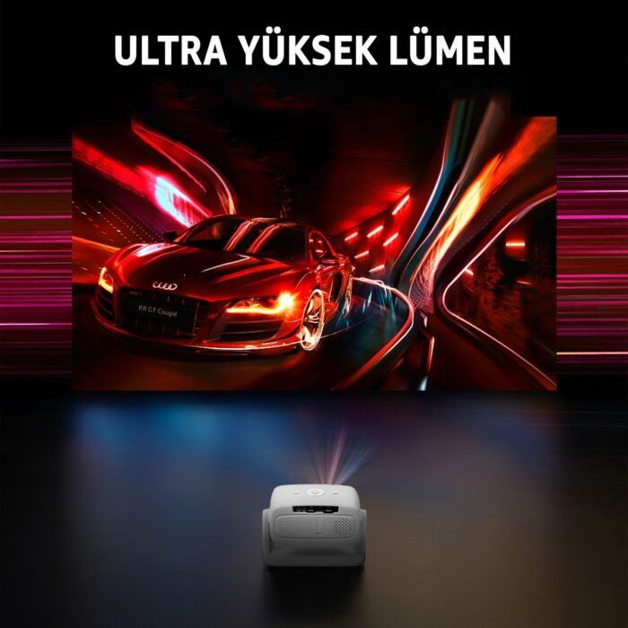 Robeve Lensun 4K Full Hd New 15 LED Projeksiyon Cihazı – 200 Inç, Wi-Fi, Bluetooth 5.2, Hdmı/usb/playstore, Android Tv,  Otomatik Görüntü Düzeltme, Dahili Hoparlör - Görsel 3