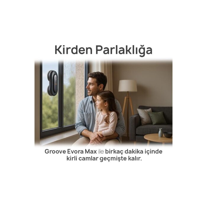 Groove Evora Max Akıllı Uygulama Kontrollü Cam Temizleme Silme Robotu +Yapay Zeka Desteği+Ultra Sessiz+Akıllı Sensör+2 Ultrasonik Sprey - Görsel 2
