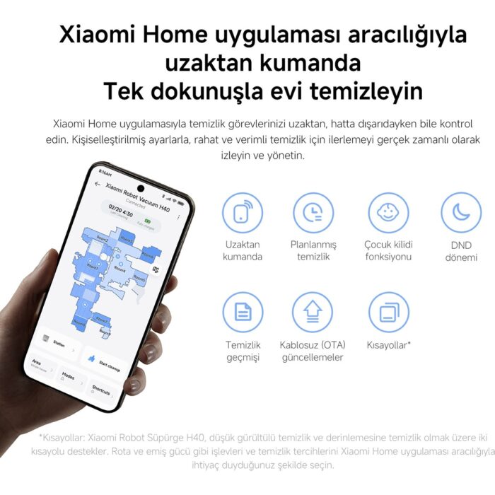 Robot Vacuum H40 Akıllı Robot Süpürge + Mop 10000PA (Xiaomi Türkiye Garantili) - Görsel 4
