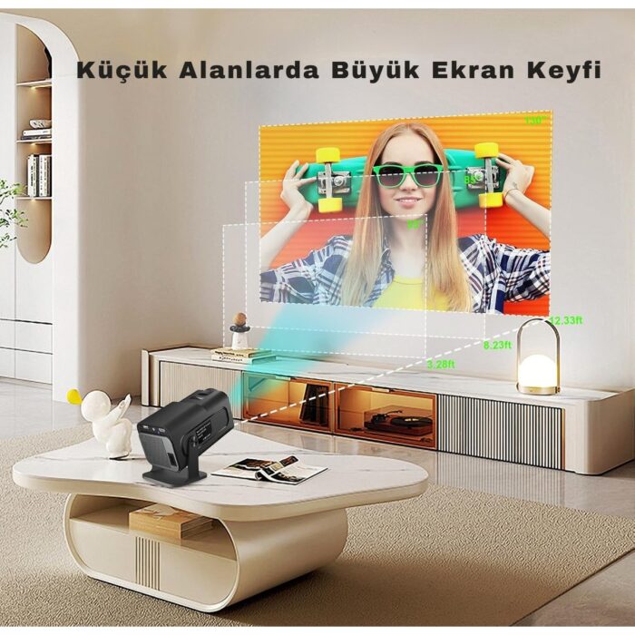 Tarçın Teknomie Android Wifi Taşınabilir Akıllı Projektör – 4K Ultra Hd, Bluetooth 5.0, Hoparlör, Çok Amaçlı Akıllı Mini Projeksiyon - Görsel 2