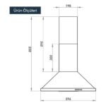 Kumtel Siyah Dp6-S Duvar Tipi Piramit Davlumbaz Alüminyum Filtre, 450 m³/s Yüksek Emiş Gücü ile Sessiz Çalışma - Görsel 4