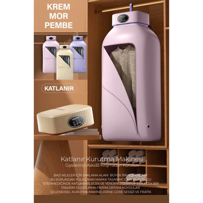 Robo Katlanır Çamaşır Kurutma Makinesi Pembe - Görsel 3