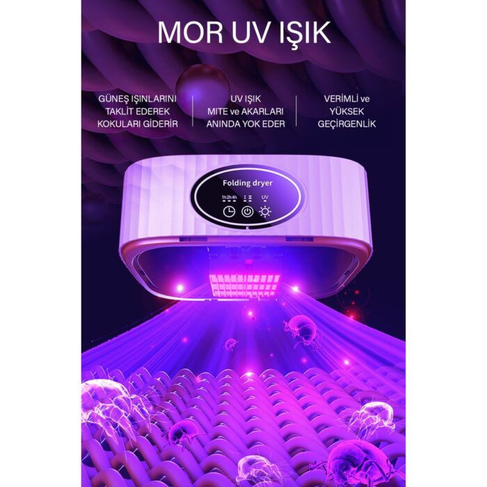 Robo Katlanır Çamaşır Kurutma Makinesi Pembe - Görsel 5