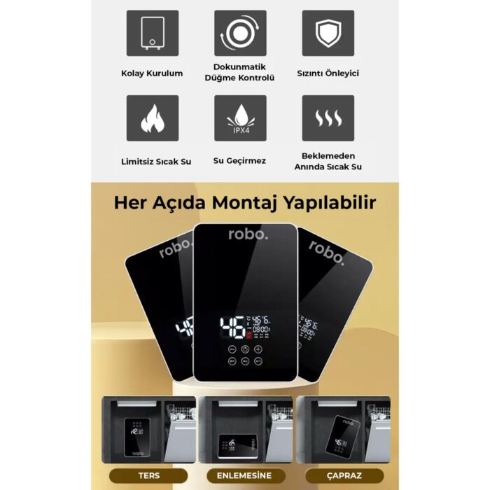 Robo Dijital Akıllı Şofben - (Duş Başlığı Hediyeli) - Görsel 3