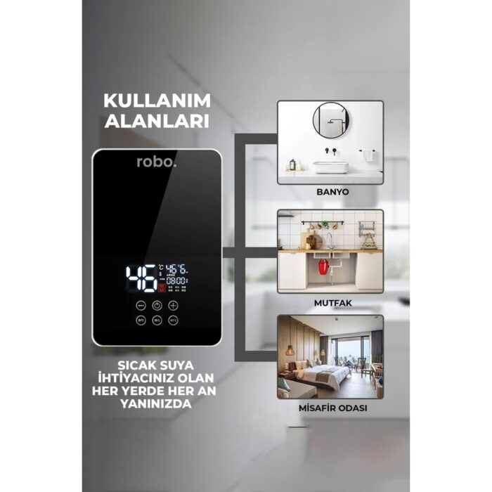 Robo Dijital Akıllı Şofben - (Duş Başlığı Hediyeli) - Görsel 4