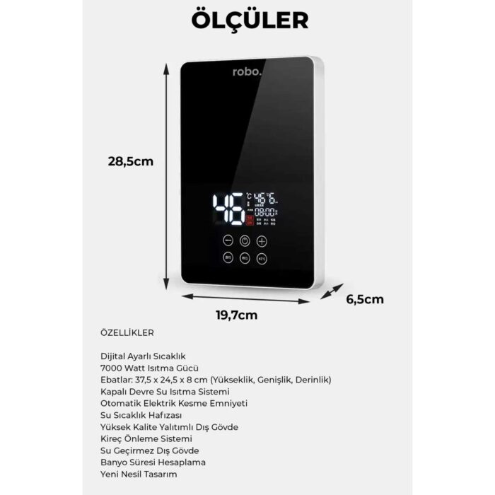 Robo Dijital Akıllı Şofben - (Duş Başlığı Hediyeli) - Görsel 5