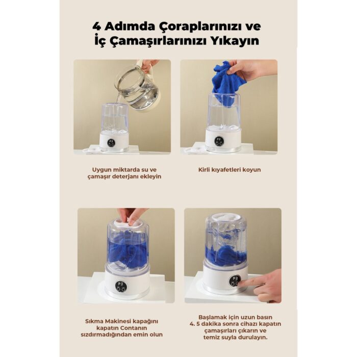 Robo Şarjlı Taşınabilir Çamaşır Makinesi - Görsel 2