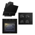 Luxell 88 Lt Süper Kristal Siyah Cam Ankastre Set