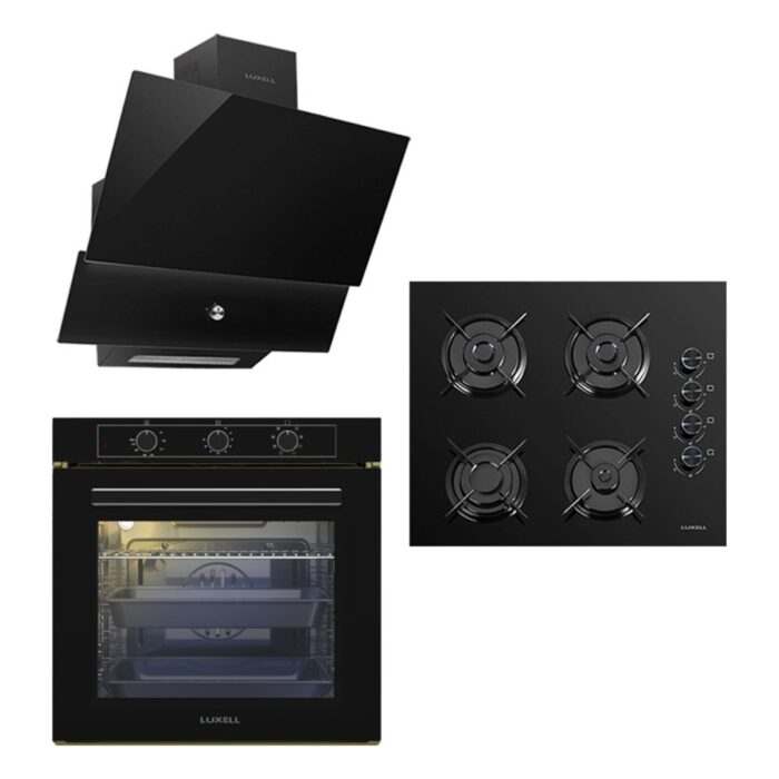 Luxell 88 Lt Süper Kristal Siyah Cam Ankastre Set - Görsel 1