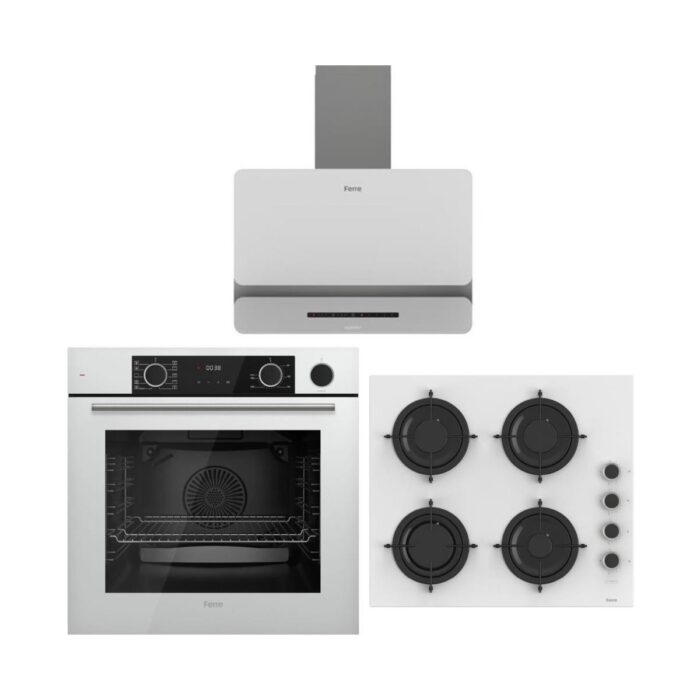 Ferre Artline Beyaz Ankastre Set (D081-SA Beyaz DAVLUMBAZ-CS206-FA Beyaz OCAK-XE64CB Beyaz Fırın) - Görsel 1