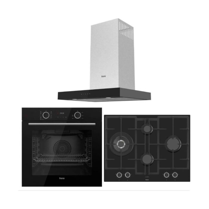 Ferre Fryart Siyah Ankastre Set ( D100 Siyah DAVLUMBAZ-ED075-WFA Siyah Ocak- XE63CS Fryart Siyah Fırın ) - Görsel 1
