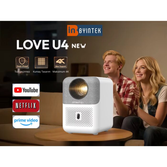 110001184025260.jpg BYINTEK U4 Pro Akıllı Projeksiyon Cihazı 1080P Full HD - Android - Wifi - 450 ANSI Lumen - Görsel 1