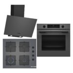 Bosch Gri 3 Lü Ankastre Set 337 ( HUA717BN0T - POP6C9P30O - DWK64PJ70T ) - Buhar Destekli