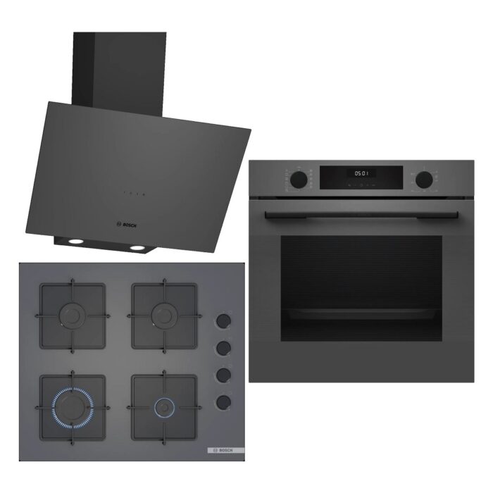 110001185343442.jpg Bosch Gri 3 Lü Ankastre Set 337 ( HUA717BN0T - POP6C9P30O - DWK64PJ70T ) - Buhar Destekli - Görsel 1