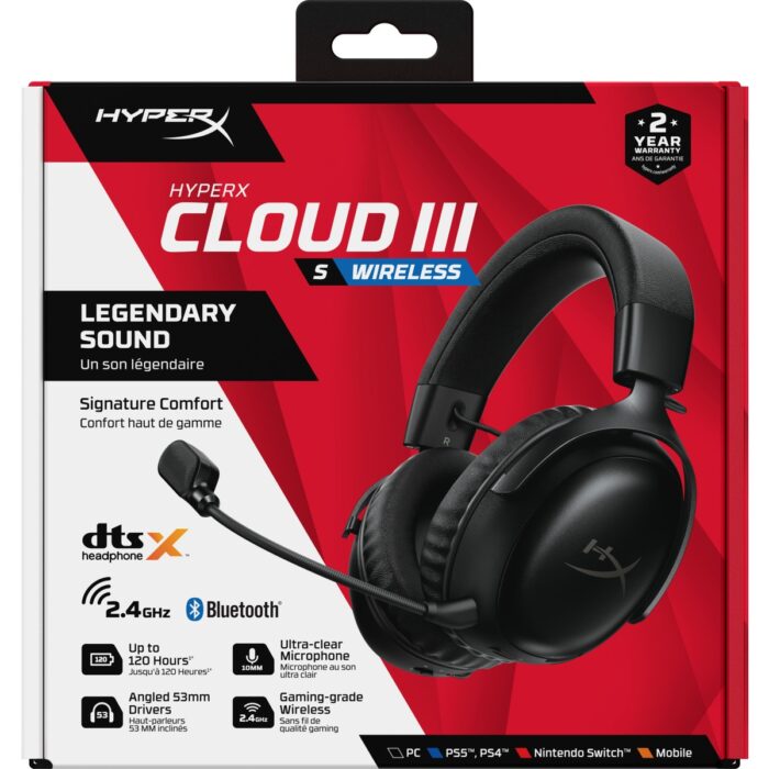 Hyperx Cloud Iıı S – Çoklu Platform Için Kablosuz Oyun Kulaklığı, 2,4 Ghz, Bluetooth, 120 Saate Kadar Pil Ömrü 2,4 Ghz / 200 Saat Bluetooth, 53 mm Açı Sürücüler, Çıkarılabilir Mikrofon – Siyah - Görsel 2