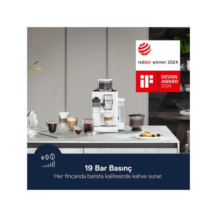Delonghi Rivelia Serisi EXAM440.55.W Tam Otomatik Kahve Makinesi - Beyaz - Görsel 2