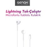 Genax Ergonomik Lightning Kablolu Kulaklık Net ve Temiz Ses - Görsel 4